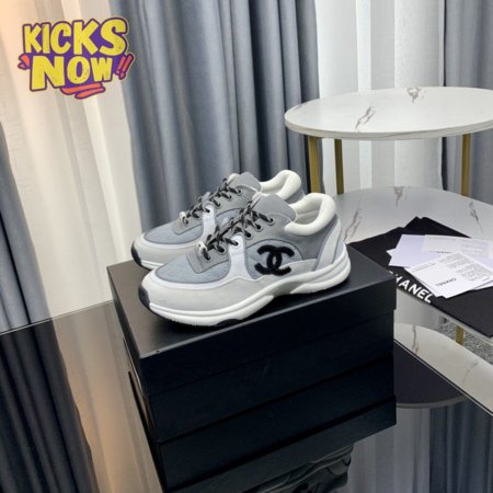 CHANEL LOW TOP TRAINER GRAY WHITE - CC2