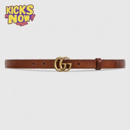 GUCCI LEATHER BELT WITH DOUBLE G BUCKLE