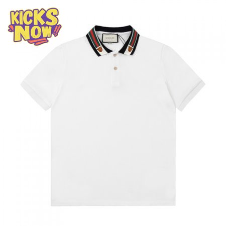 GUCCI COTTON POLO WITH WEB AND FELINE HEAD