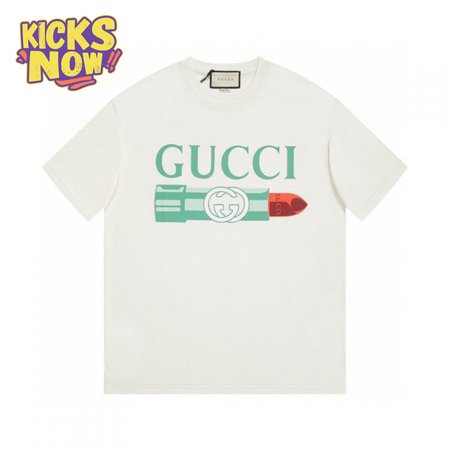 GUCCI LIPSTICK PRINT PRINT COTTON T-SHIRT WHITE