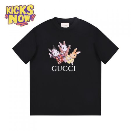 Gucci Rabbits Print Print Cotton T-Shirt Black