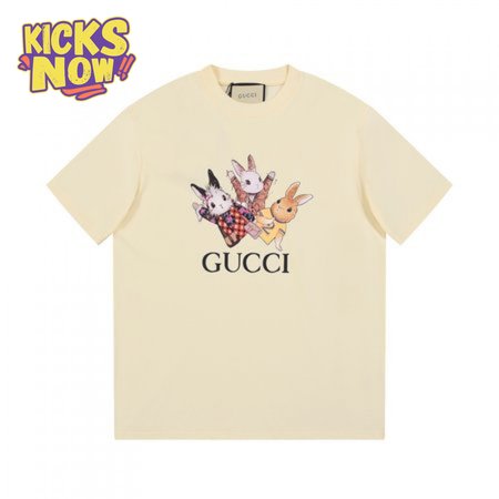 Gucci Rabbits Print Print Cotton T-Shirt White