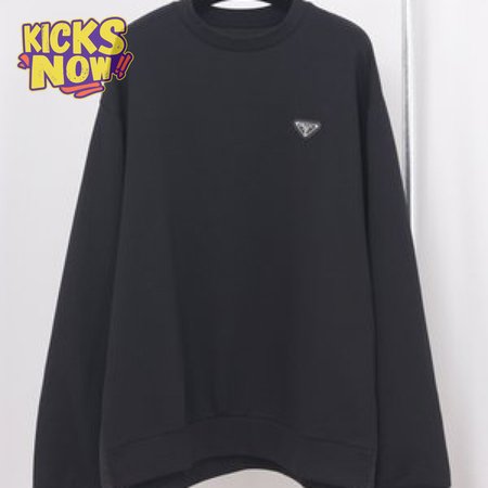 Prada Re-Nylon Logo Plaque Sweater Black