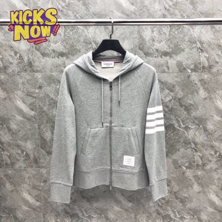 Thom Browne Logo-Patch Zip-Up Hoodie