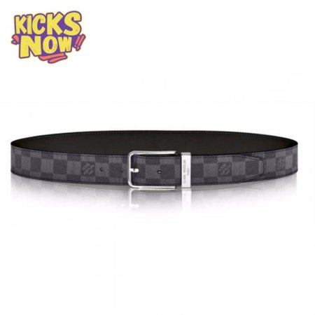 pont neuf belt damier graphite 35mm black grey- lbp004