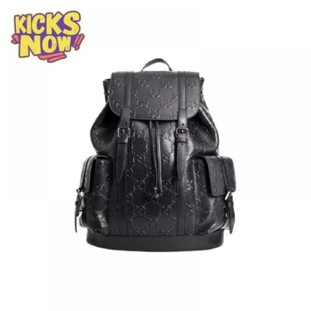 Gg Embossed Backpack In Black Leather GBP014