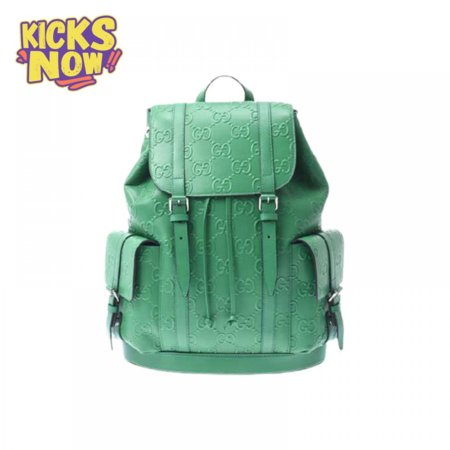 Gg Embossed Backpack In Green Leather GBP015