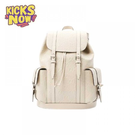 Gg Embossed Backpack In White Leather GBP013