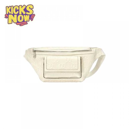 Gg Embossed Belt Bag In White Gg Embossed Leather GBB018