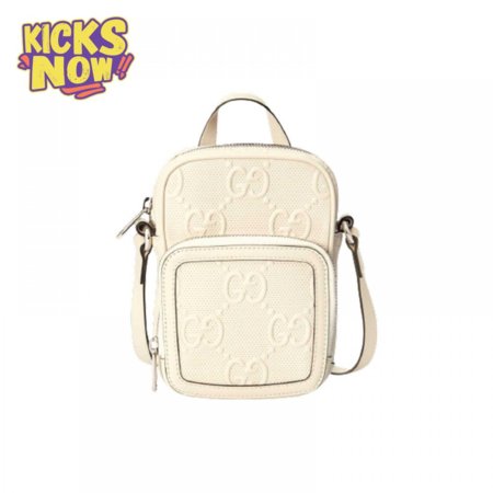 Gg Embossed Mini Bag In White Leather GMB016