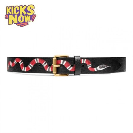 GUCCI LEATHER BELT WITH KINGSNAKE - B41