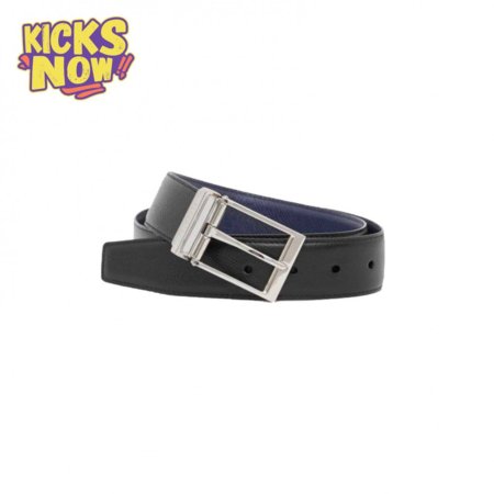 BURBERRY REVERSIBLE LONDON CHECK AND LEATHER BELT DARK CHARCOALBLACK - B29