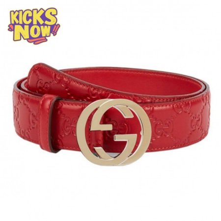 GUCCI INTERLOCKING G-BUCKLE LEATHER BELT - B3