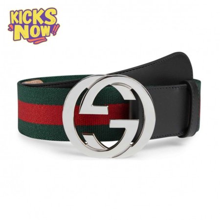 GUCCI MEN'S WEB STRIPED CANVAS BELT - B9