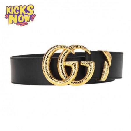 GUCCI LEATHER BELT WITH DOUBLE G BUCKLE - B11