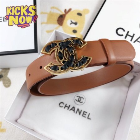 Chanel Leather Belt Buckle 30mm brown