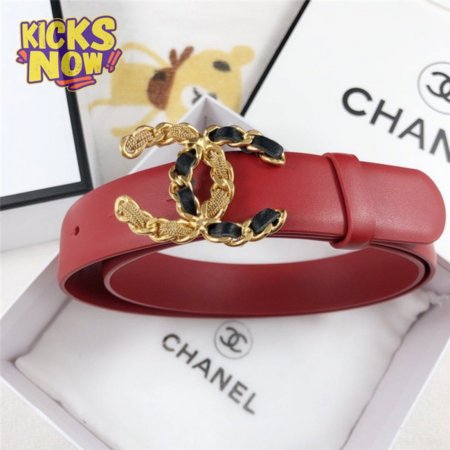 Chanel Leather Belt Buckle 30mm red