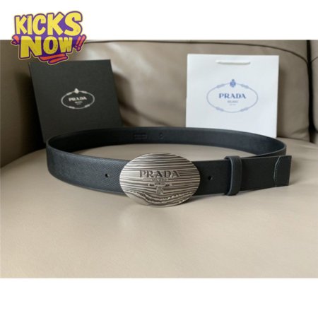 Prada saffiano 34mm leather belt black