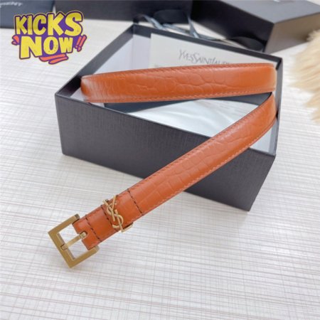 ysl crocodile grain top layer leather belt