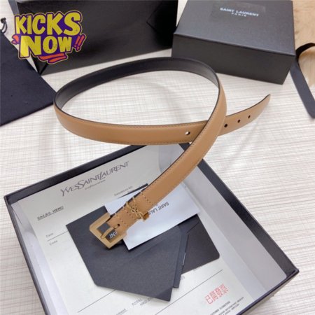 ysl logo leather belt