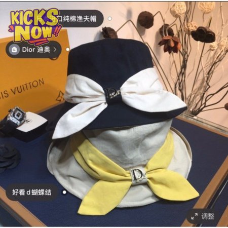 Best Christian Dior Colorblock bow Fisherman hat