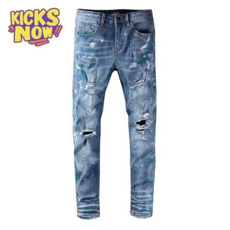 Amiri Blue Splatter Jeans Blue