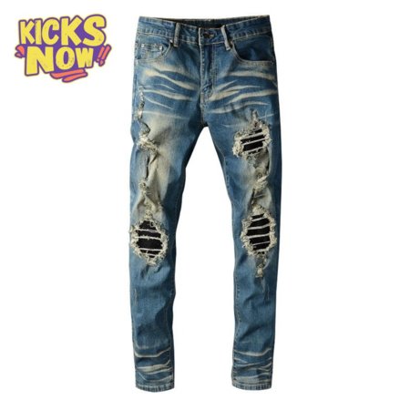 Amiri Blasted Rip Jeans Dark Blue