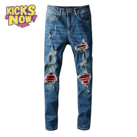 Amiri Design Rip Jeans Dark blue / Red