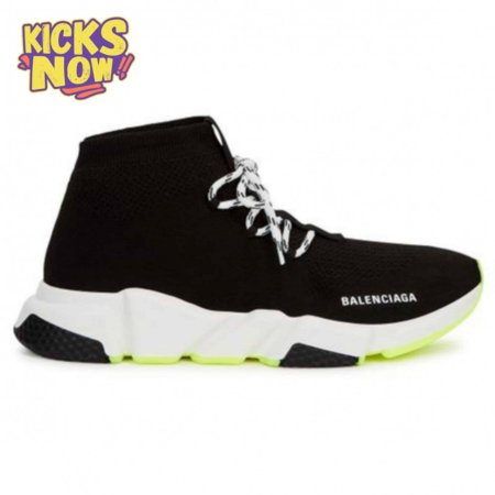 BALENCIAGA SPEED TRAINER LACE UP BLACK WHITE - BB16