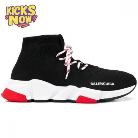 BALENCIAGA SPEED TRAINER LACE UP BLACK RED - BB15