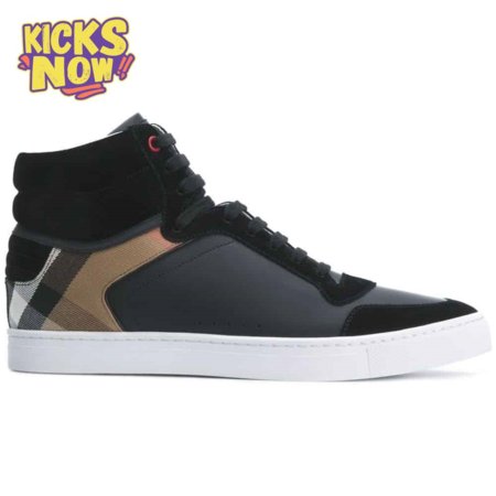 BURBERRY LEATHER AND HOUSE CHECK HI-TOP SNEAKERS - BBR28