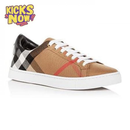 BURBERRY ALBERT HOUSE CHECK & LEATHER LOW-TOP SNEAKER - BBR3