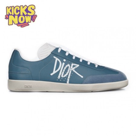 DIOR B01 SNEAKER BLUE SMOOTH CALFSKIN AND SUEDE WITH DIOR AND SHAWN SIGNATURE - CD57