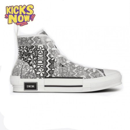 DIOR B23 HIGH-TOP SNEAKER WHITE CANVAS WITH DIOR AND SHAWN EMBROIDERY - CD73