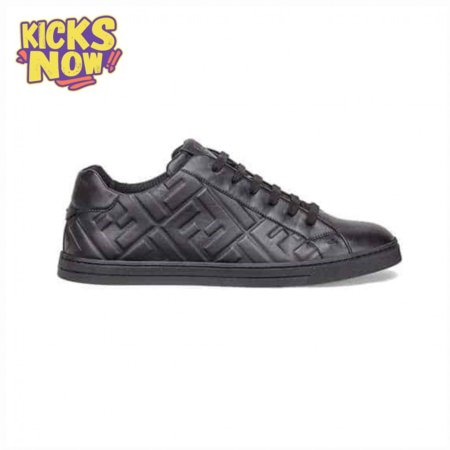 FENDI BLACK NAPPA LEATHER LOW-TOP SNEAKERS - FD04