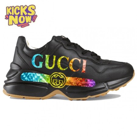 GUCCI RHYTON LEATHER SNEAKER WITH GUCCI LOGO