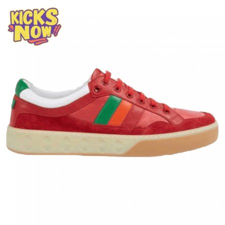 GUCCI MEN'S RED LEATHER AND NYLON SNEAKERS - GC62