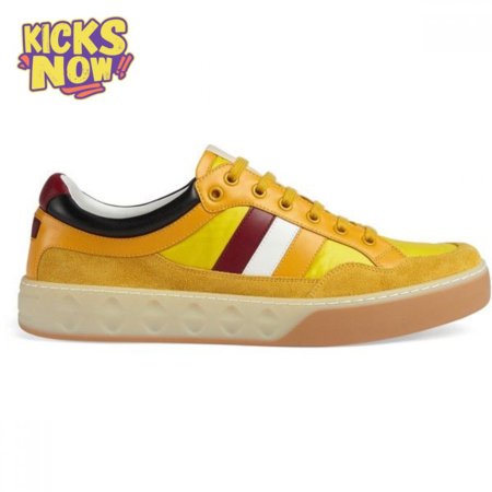 GUCCI MEN'S YELLOW LEATHER AND NYLON SNEAKERS - GC63