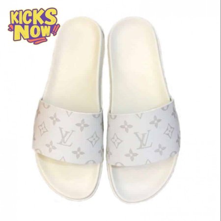 white monogram slides - s43