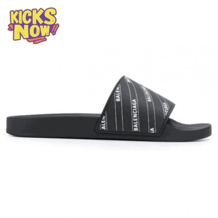 BALENCIAGA RUBBER LOGO POOL SLIDE SANDALS - BBS6